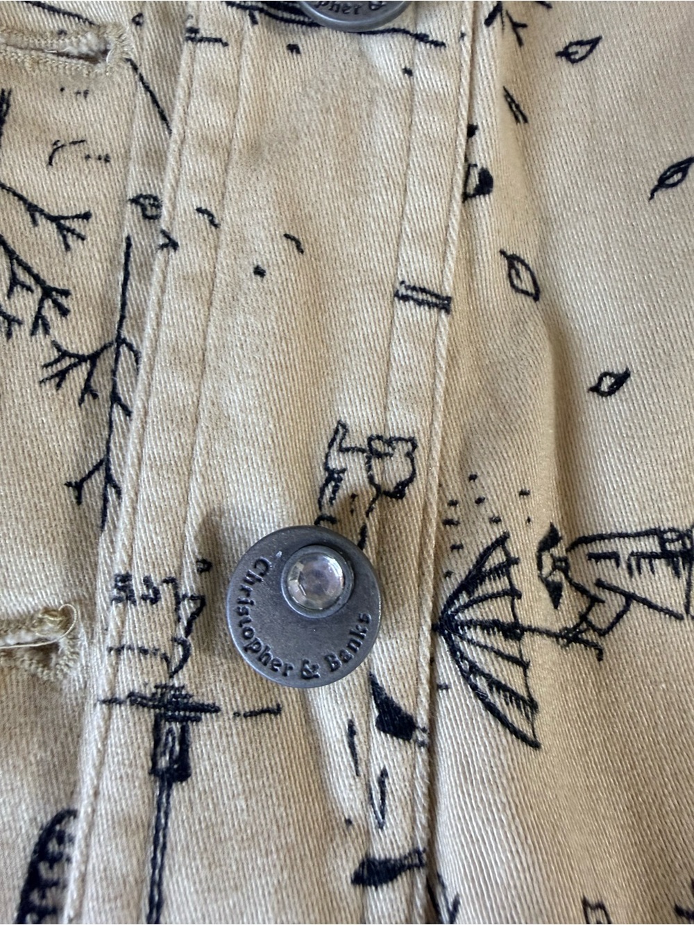 Christopher&Banks vintage Autumn Dog walk print lightweight denim stretch jacket - Picture 15 of 17